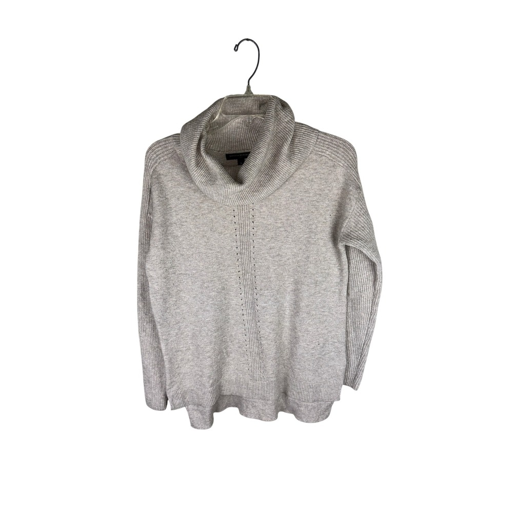 Banana Republic Womens Cowl Neck Pointelle Knit Sweater Heather Gray Small
